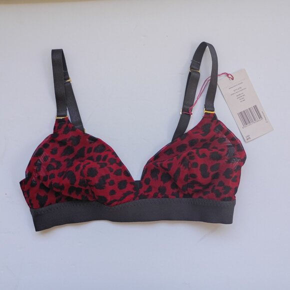 Stella McCartney Marguerite Poppy Red / Charcoal Mesh Bra 36 C NWT - Picture 1 of 6